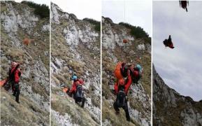 Turist mort, prăbușit în golul alpin al Munților Piatra Craiului, recuperat cu un elicopter SMURD (Video)