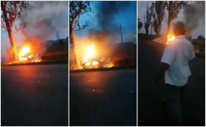 Localnicii din Șutești au venit la locul unde au murit cei doi poliţişti, dar nu au putut face nimic: "Au ars, săracii, n-ai ce să le faci" (Video)