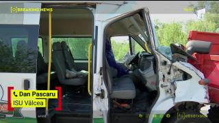 Plan Roşu de salvare pe DN67 după ce un microbuz s-a răsturnat