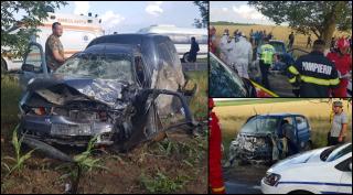 Două mașini s-au izbit frontal, între Ciocârlia și Cobadin. O femeie a murit, bărbat în stop cardio-respirator