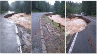 Drumul național 1-R, cunoscut drept Transursoaia, a fost distrus de ape