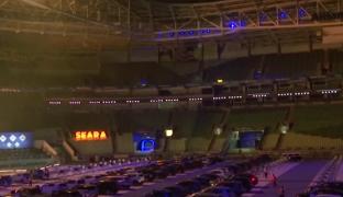 Stadion de fotbal transformat în cinema, în Brazilia
