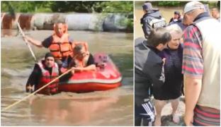 Bătrână salvată din calea apelor, la Aninoasa. Inundațiile fac prăpăd în Hunedoara (Video)