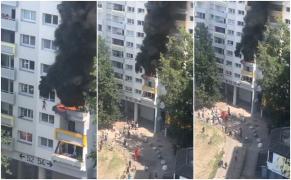 Copii filmaţi sărind pe geamul unui apartament în flăcări, prinși pe braţe de vecini, în Franţa (Video)