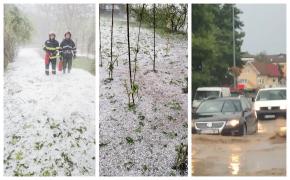 Inundații în Suceava, după o ploaie cu grindină (Foto și video)