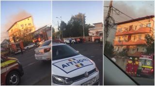 Incendiu puternic în Chitila. Patru clădiri cuprinse de flăcări, intervin poliția și pompierii (Video)