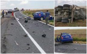 Impact mortal cu o betonieră, la Gura Dobrogei. Mastodontul s-a răsturnat la marginea șoselei (Video)