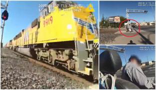 O polițistă salvează din fața trenului un bărbat în scaun cu rotile, blocat pe șine, în California (Video)