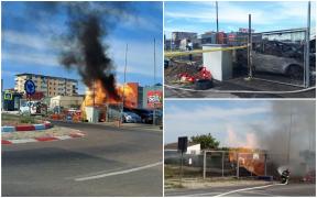 Incendiu uriaș la o conductă de gaz din Constanța, mașini făcute scrum. ”Mamă, ard mașinile!” (Video)