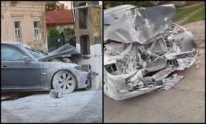 Un polițist băut a distrus un BMW într-un stâlp, în Satu Mare. Un coleg în civil l-a luat de la locul accidentului