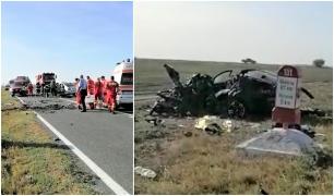 Trei morți la Ghindărești și o victimă în comă luată de elicopterul SMURD, după un impact devastator între două mașini | Video