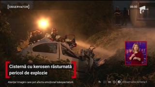 Cisternă cu kerosen răsturnată, pericol de explozie în Prahova