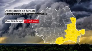 Un ciclon a adus ploile peste România. Furtunile au măturat jumătate de țară, iar acum se îndreaptă spre est