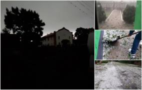 La Bărăganu, în Constanţa, s-a întunecat în miezul zilei, înaintea unei furtuni cu grindină | Video