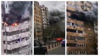 Imagini de la stingerea unui incendiu uriaș într-un bloc din Colentina. Scandal după intervenția pompierilor