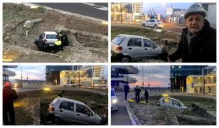 Cu maşina în cetatea Tomis: Un bătrânel de 70 de ani a pierdut controlul maşinii şi a derapat în ruine
