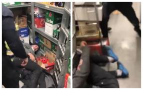 Hoți bătuți cu lopata de agenții de pază ai unui supermarket din Capitală, după ce au fost prinși la furat