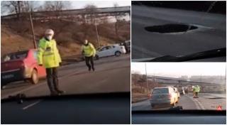 Poliţişti luaţi pe capotă de o şoferiţă, în timp ce dirijau traficul la ieşirea din Galaţi