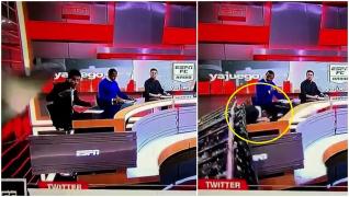 Un ecran uriaş se prăbuşeşte peste un prezentator TV, în timpul unei transmisii live. Imagini de groază filmate într-un studio al ESPN Colombia