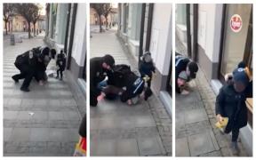Bărbat imobilizat şi pus la pământ de doi poliţişti, în fața copilului de trei ani, pentru că nu purta mască, în Cehia