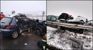 Șoferiță în stare de inconștiență după ce a derapat și s-a izbit puternic de o altă mașină, în Mureș