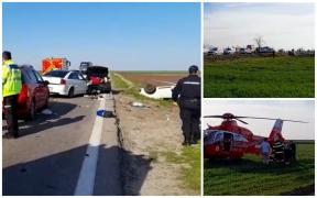 Accident cumplit cu trei mașini, la Vităneşti, în județul Teleorman. Un copil de 2 ani a fost preluat de elicopterul SMURD