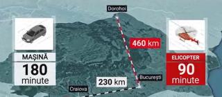 Unde n-avem drumuri, zburăm cu elicopterul. Ca să evite un drum de aproape nouă ore, ministrul Lucian Bode a ales elicopterul