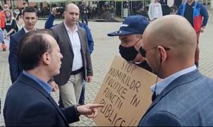 Florin Cîțu, pariu „pe o bere” cu un protestatar, la Baia Mare, pe marginea numirilor politice în funcții publice făcute de PNL
