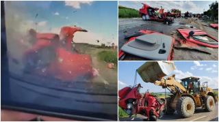 Accidentul înfiorător din Cluj a fost filmat. Momentul în care un Logan este spulberat de TIR, surprins de camere