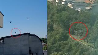 EXCLUSIV. Imagini surprinse cu câteva secunde înainte ca elicopterul să aterizeze forţat în Bucureşti. Aparatul de zbor pierde brusc altitudine