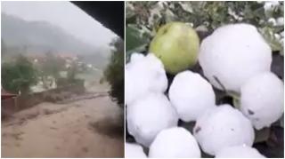 Natura dezlănţuită a făcut prăpăd: Grindină de mărimea unui ou, case şi drumuri distruse, maşini luate pe sus de apă