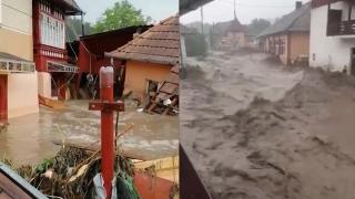 Vestul ţării a trecut prin foc şi inundaţii. Viiturile au ajuns până la geamurile caselor, iar un cioban a fost trăsnit pe câmp şi a decedat