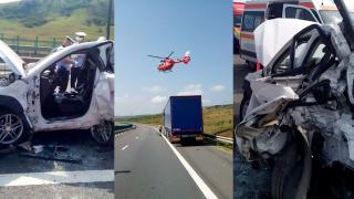 Şofer spulberat de camion pe autostrada Aiud - Turda. Oprise maşina pe banda de urgenţă