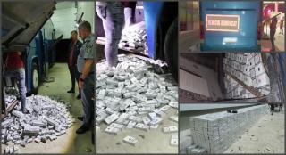 Autocar aparent defect, blindat cu zeci de mii de ţigarete, depistat la intrarea în România pe o platformă de tractare - VIDEO