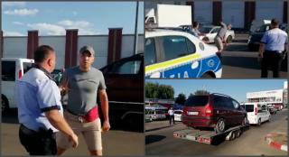 Şofer din Buzău, acuzat de transport ilegal, scandal cu poliţia şi presa în parcarea unui hypermarket. "Pe domeniul public îţi dau una de îţi crapă capul"