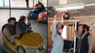 Talibanii filmați la sala de fitness, cu lansatoarele de rachete în spate, după cucerirea Kabulului