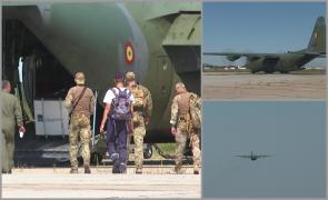 Aeronavă Hercules, trimisă pentru evacuarea cetăţenilor români din Afganistan. Imagini de la decolare