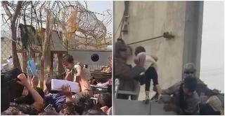 În pragul disperării, afganii își aruncă copiii peste gardurile cu sârmă ghimpată la aeroportul din Kabul. VIDEO