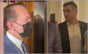 Florin Cîţu, alergat de George Simion pe holurile Parlamentului: "Când vă daţi demisia?" Premierul: "Pe la Ambasada Rusiei aţi mai fost?"