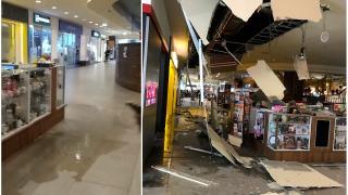 O parte a tavanului fals de la un mall din Cluj-Napoca s-a prăbușit - VIDEO