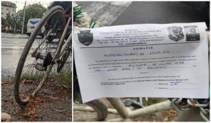 Poliția timișoreană cere ridicarea unei biciclete lăsate pe trotuar în memoria unui tânăr care a murit strivit de o betonieră