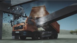 ANIMAŢIE GRAFICĂ. Accident spectaculos şi o sperietură zdravănă. Şoferul care a tras peste el o grindă de 30 de tone şi nu a avut nicio zgârietură: avea o şansă la un milion să scape teafăr