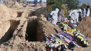 Un tablou sinistru: La Slobozia, gropile în cimitir se fac cu excavatorul, morţii ajung să fie îngropaţi aproape de şosea, din lipsă de spaţiu