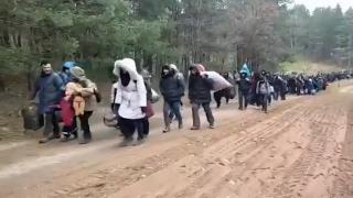VIDEO. O coloană cu sute de migranți, în marș către un post de graniță dintre Belarus și Polonia: "Se pregăteşte o tentativă de a forţa frontiera"