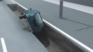 ANIMAŢIE GRAFICĂ. Patru jandarmi au intrat cu maşina într-o groapă nesemnalizată, apoi au vrut să ascundă ruşinea