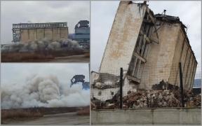 Tentativă eşuată de demolare la Dej. Explozia doar a înclinat clădirea din fostul combinat, însă a spart geamurile localnicilor din zonă