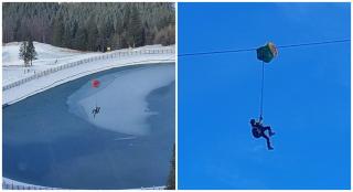 Parapantist agăţat în cablurile telecabinei din Poiana Braşov. Bărbatul s-a prăbuşit de la înălţime, doborât de vânt