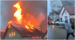 "Vai de mine! Aşa ceva nu am văzut în viaţa mea!". Imagini de coșmar la Jina, în Sibiu, pompierii au luptat două ore cu flăcările