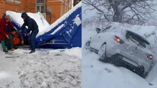 Iarna s-a năpustit cu forţă în Moldova. În Roman un cort s-a prăbușit peste un bărbat aflat la vaccinare. Tiruri şi maşini au ajuns în şanţ