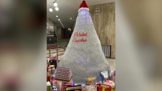 A venit Moş Crăciun la bradul făcut din doze de vaccin: amendă de 90.000 de lei. Într-o ţară plină de gunoaie, Garda de Mediu a sancţionat o idee îndrăzneaţă